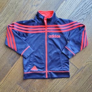 Adidas Boys Track Jacket - Navy and Orange, Kids Size 5
